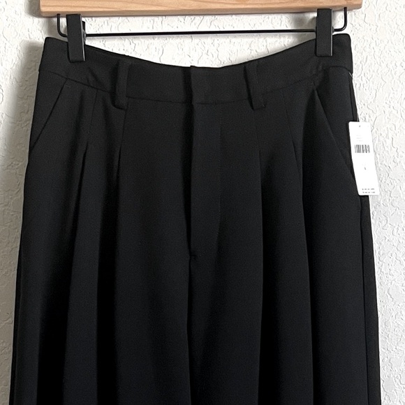 Anthropologie MAEVE Avery Pleated Trousers Wide Leg Pants High Waist Black NWT 4 - Picture 4 of 9